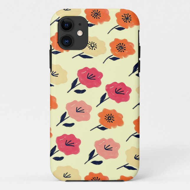 Capa Para iPhone 11 Padrão Floral Vibrante (Verso)