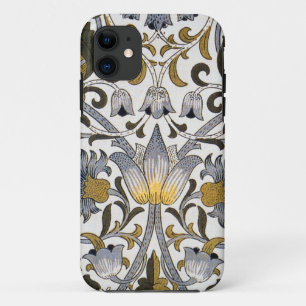 Capa Para iPhone 11 Padrão Floral William Morris Lodden: Azul Dourado