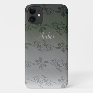 Capa Para iPhone 11 Padrão Folha Gradiente de cinza Personalizado