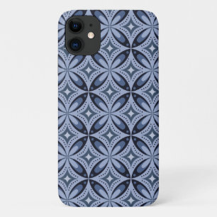 Capa Para iPhone 11 Padrão Geométrico Azul Estilo Retro