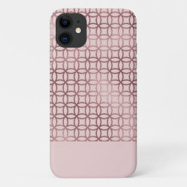 Capa Para iPhone 11 Padrão Geométrico com Textura de Folha Rosa Gold