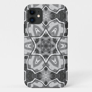 Capa Para iPhone 11 Padrão geométrico de abertura branco-preto