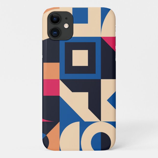 Capa Para iPhone 11 padrão geométrico de círculo colorido (Verso)