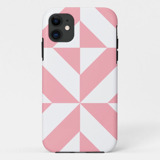 Capa Para iPhone 11 Padrão Geométrico de Deco Cube, de Melão Rosa (Verso)