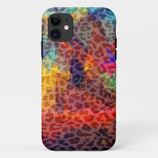 Capa Para iPhone 11 Padrão Geométrico de Leopard | Abstrato de mosaico (Verso)