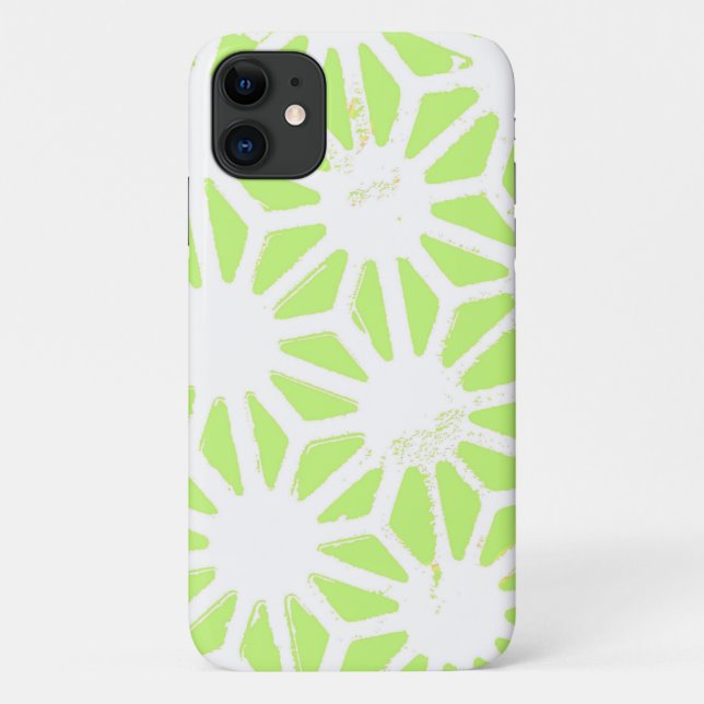 Capa Para iPhone 11 padrão geométrico do verde limão (Verso)