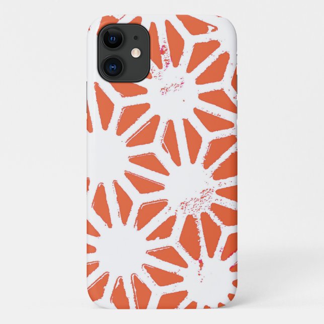Capa Para iPhone 11 Padrão geométrico em laranja e branco (Verso)