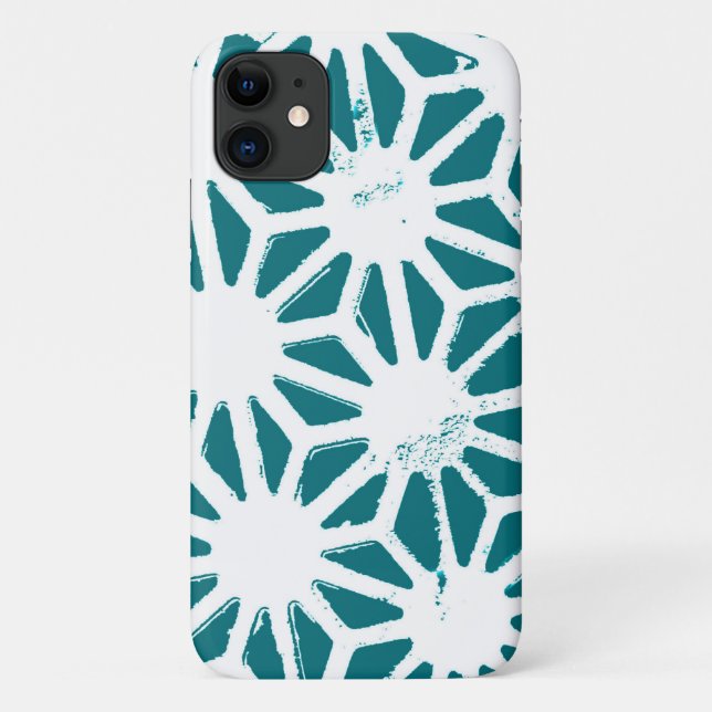 Capa Para iPhone 11 Padrão geométrico em teares e brancos (Verso)
