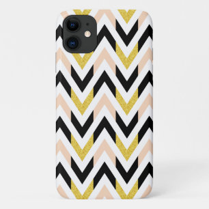 Capa Para iPhone 11 Padrão Geométrico Faux Glitter Chevron