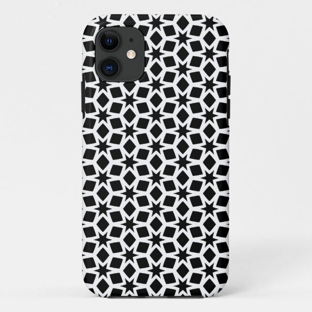 Capa Para iPhone 11 Padrão Geométrico Preto e Branco (Verso)