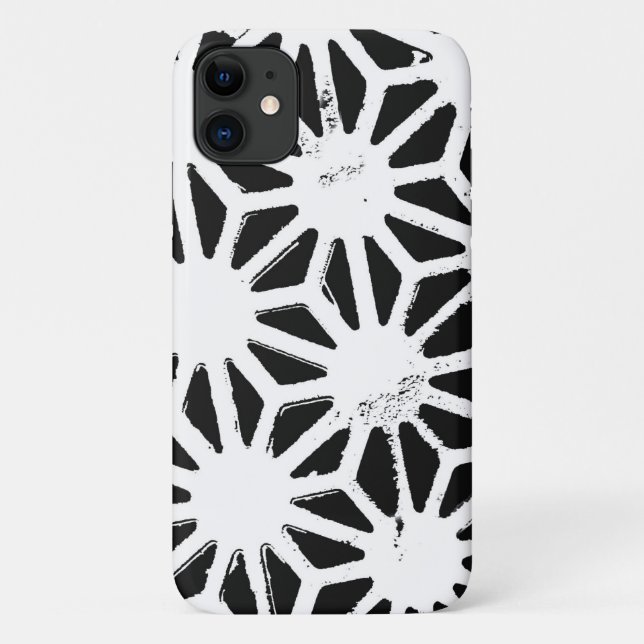 Capa Para iPhone 11 Padrão geométrico preto e branco (Verso)