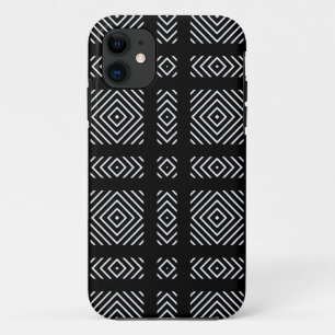 Capa Para iPhone 11 Padrão geométrico preto e branco Ama