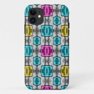 Capa Para iPhone 11 Padrão geométrico retro sexagenta