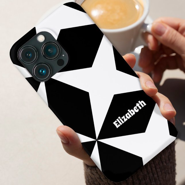 Capa Para iPhone 11 Padrão Geométrico Retroativo Nome Personalizado Pr (Criador carregado)