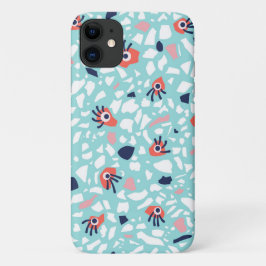 Capa Para iPhone 11 Padrão Geométrico Terrazzo Funny Com Olhos