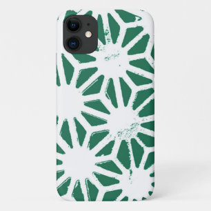 Capa Para iPhone 11 Padrão geométrico verde-sábado e branco