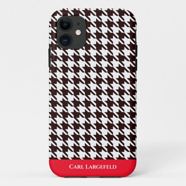 Capa Para iPhone 11 Padrão Houndstooth Elegante [cor branca e personal (Verso)