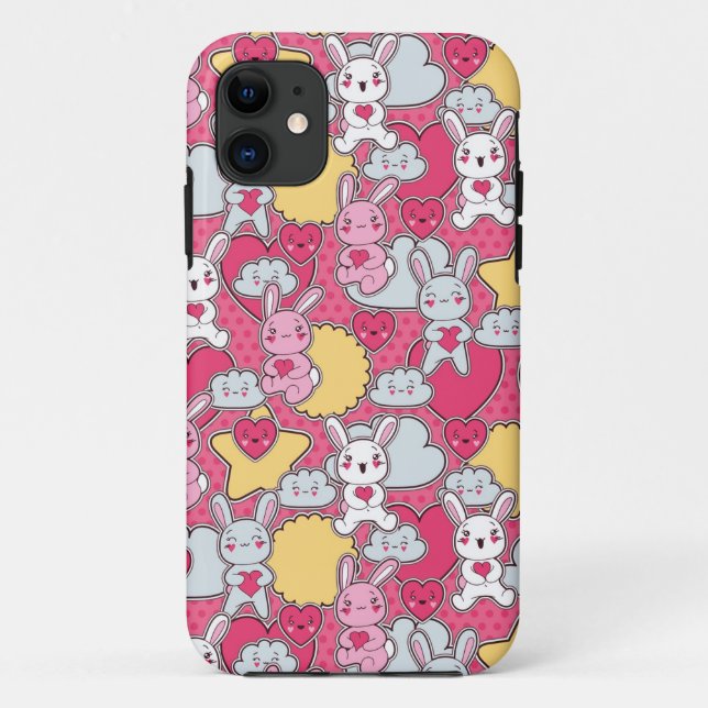 Capa Para iPhone 11 Padrão Infantil Kawaii com Doodles Gafanhotos (Verso)