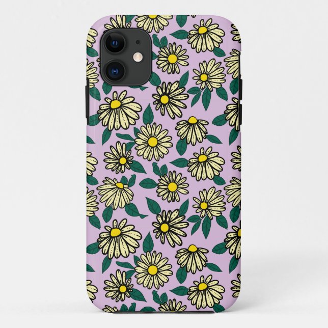 Capa Para iPhone 11 Padrão Invisível Amarelo Ditsy (Verso)