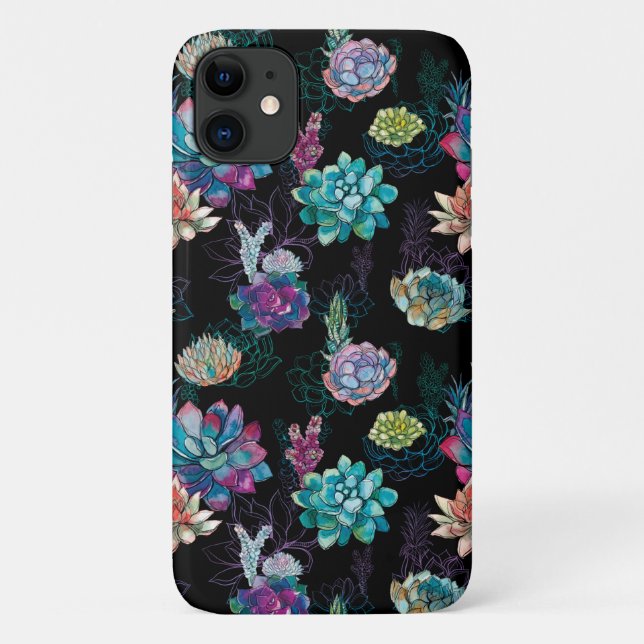 Capa Para iPhone 11 Padrão Invisível Suculento (Verso)