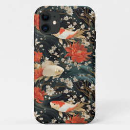 Capa Para iPhone 11 Padrão Japonês de Peixes Koi Insoltos