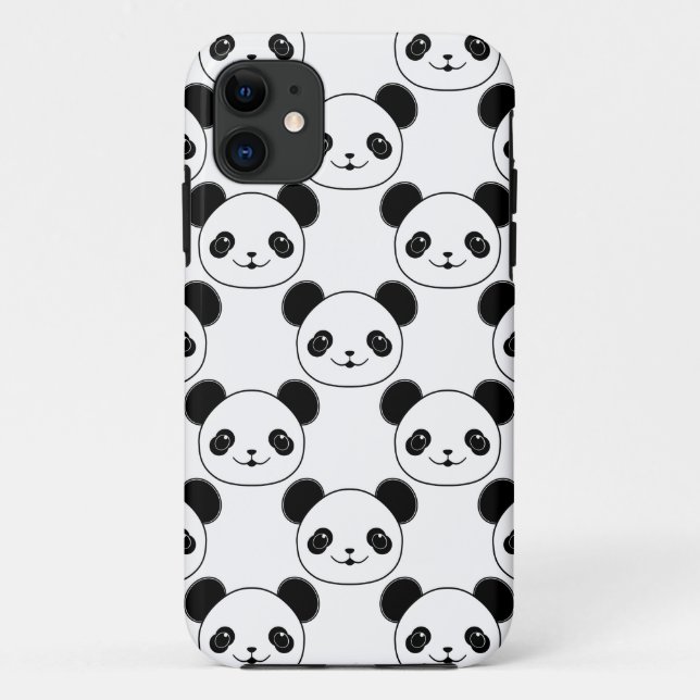 Capa Para iPhone 11 Padrão Kawaii Panda Em Preto E Branco (Verso)