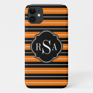 Capa Para iPhone 11 Padrão Laranja Branco Branco Monograma Rasgado