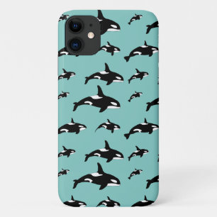 Capa Para iPhone 11 Padrão Marinho da Baleia Matadora de Orca Azul-Bra