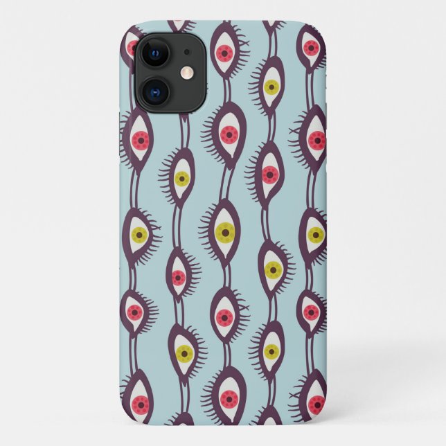 Capa Para iPhone 11 Padrão Místico de Olhos - Design de Triquete Psico (Verso)