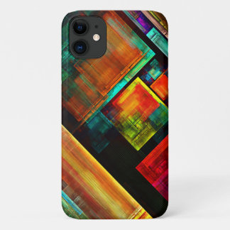 Capa Para iPhone 11 Padrão Moderno de Abstrato de Arte Quadrados Color