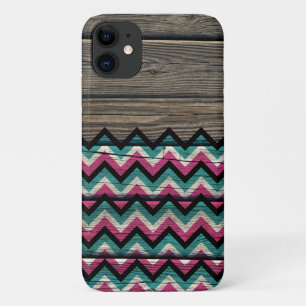 Capa Para iPhone 11 Padrão Moderno de Chevron legal na Madeira