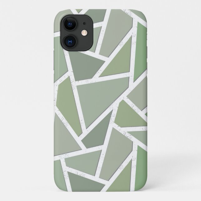 Capa Para iPhone 11 Padrão mosaico verde oliva (Verso)