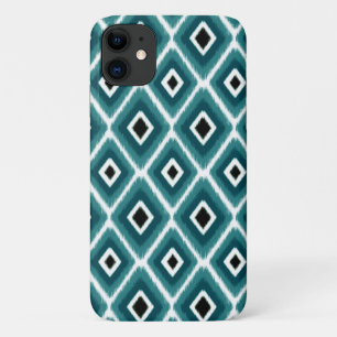 Capa Para iPhone 11 Padrão na moda Turquoise Black Ikat