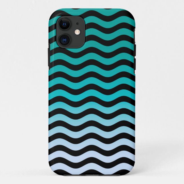 Capa Para iPhone 11 Padrão Náutico de Faixa Onda de marinho (Verso)
