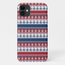 Capa Para iPhone 11 Padrão Norueguês Striped Azul Vermelho