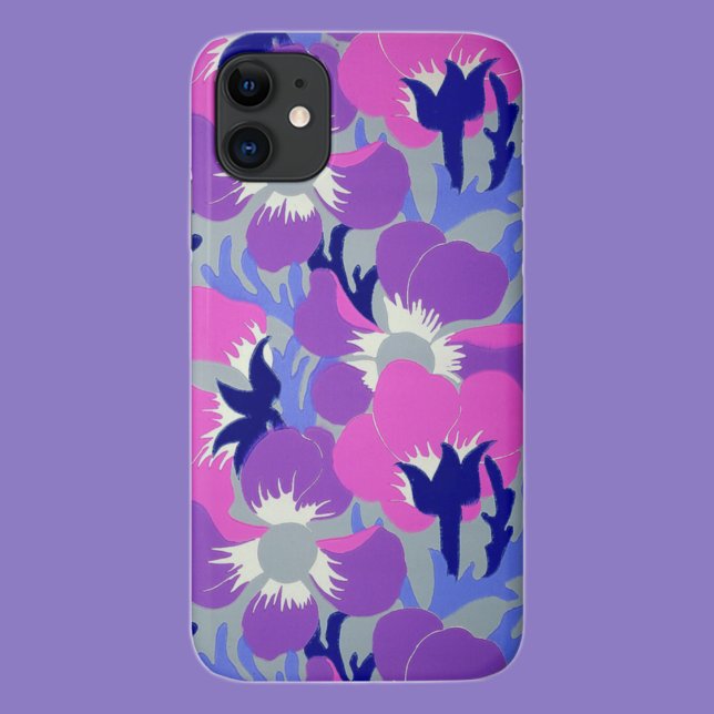 Capa Para iPhone 11 Padrão Ousado de Windflower Rosa e Roxo Retro  (Criador carregado)