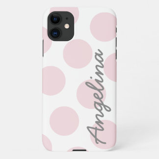 Capa Para iPhone 11 Padrão Personalizado de Bolinhas Grandes Rosa Páli