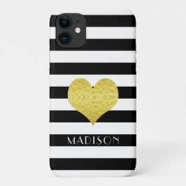 Capa Para iPhone 11 Padrão Personalizado de Stripe Branca Preta