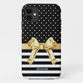 Capa Para iPhone 11 Padrão preto e branco chic