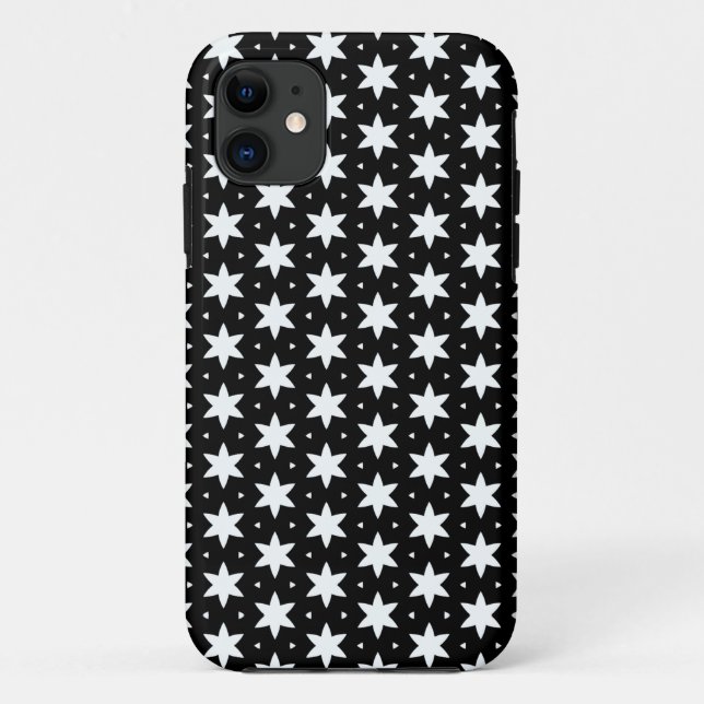 Capa Para iPhone 11 Padrão preto e branco das estrelas (Verso)