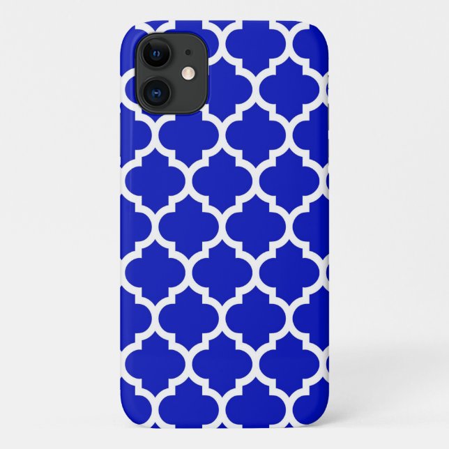 Capa Para iPhone 11 Padrão Real Azul Branco Quatrefoil Marroquino #5 (Verso)