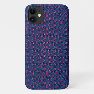 Capa Para iPhone 11 Padrão retrô azul e rosa