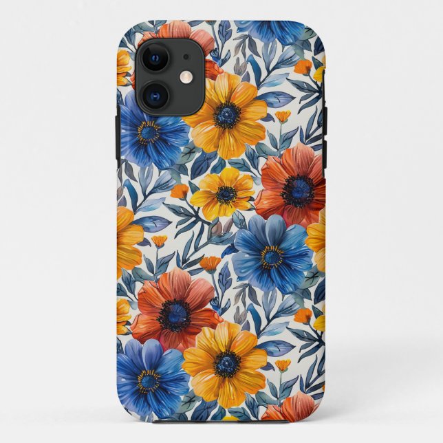 Capa Para iPhone 11 Padrão retro de moda russa floral (Verso)