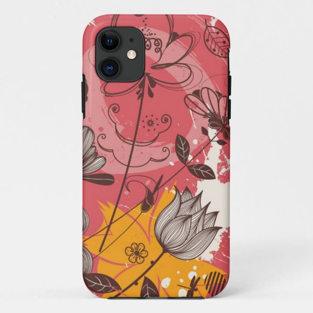 Capa Para iPhone 11 Padrão retrofloral (Verso)