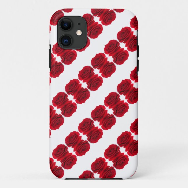 Capa Para iPhone 11 padrão rosa vermelha (Verso)
