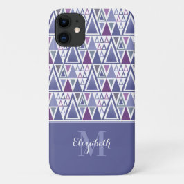 Capa Para iPhone 11 Padrão roxo roxo, roxo, moderno, monograma