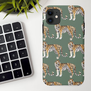 Capa Para iPhone 11 Padrão Selvagem de Tigres Tropicais Modernos