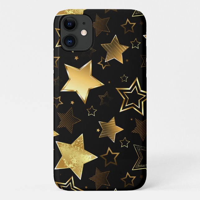 Capa Para iPhone 11 Padrão sem costura com estrelas de Ouro (Verso)