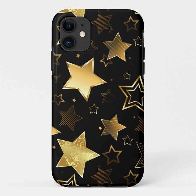 Capa Para iPhone 11 Padrão sem costura com estrelas de Ouro (Verso)