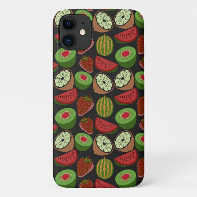 Capa Para iPhone 11 Padrão sem costura de fruta tropical colorido (Verso)